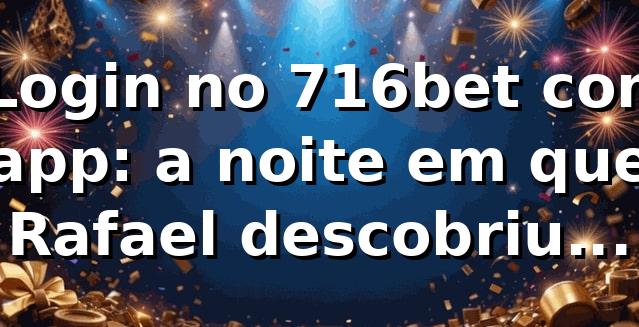 🎰 Login no 716bet com app: a noite em que Rafael descobriu mais do que um cassino